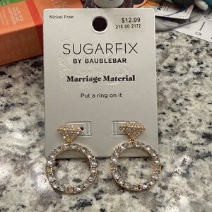 Sugarfix Bridal “Marriage Material” Gold and Jewel Earrings
